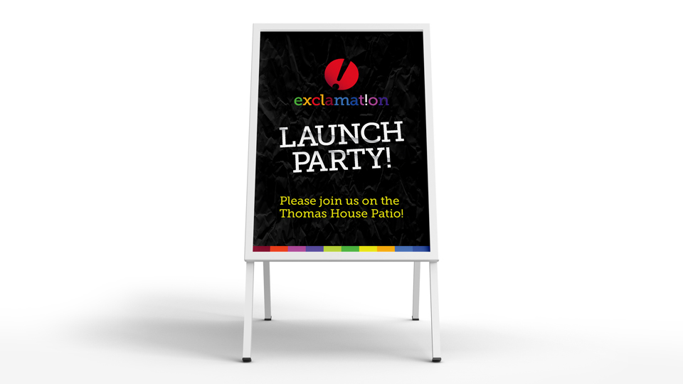 Launch Party Sandwich Board - Exclamation