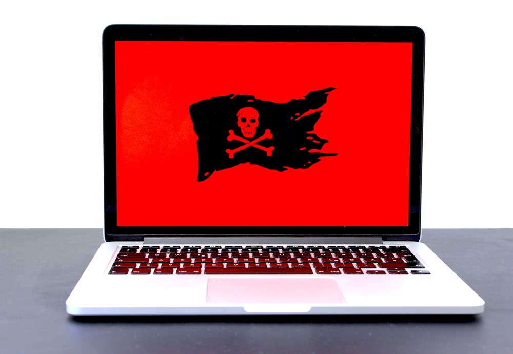 Picture of laptop with pirate flag